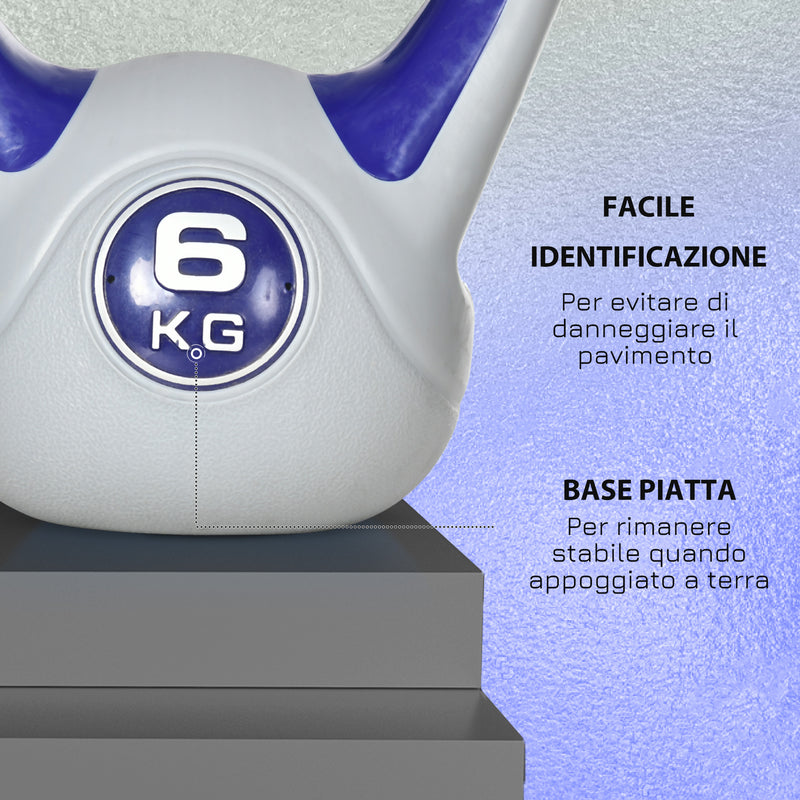 Kettlebell per Allenamento 6 Kg Base Piatta in PU e Sabbia Viola-6