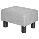 Pouf Poggiapiedi Imbottito 40x30x24 cm in Tessuto Effetto Lino Grigio-1