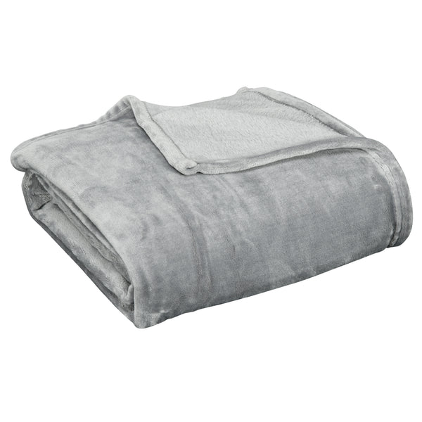 Coperta Plaid Dubleface 203x152x0,5 cm in Flanella 330 GSM Grigio sconto