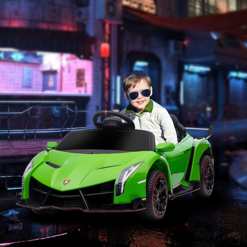 Macchina Elettrica per Bambini 12V con Licenza Lamborghini Veneno Verde-2