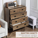 Cassettiera 4 Cassetti e Vassoio 80x39x95 cm in Truciolato e Metallo Marrone-5