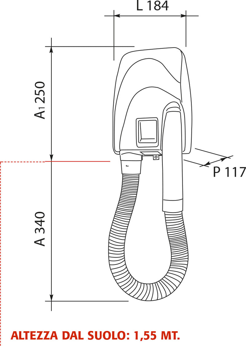 Asciugacapelli Phon da Parete con Tubo 900W Vama Atelier Shaver Bianco-2