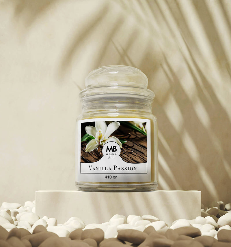 Candela Profumata 410 gr in Cera Vegetale Vasetto in Vetro Vanilla Passion -4