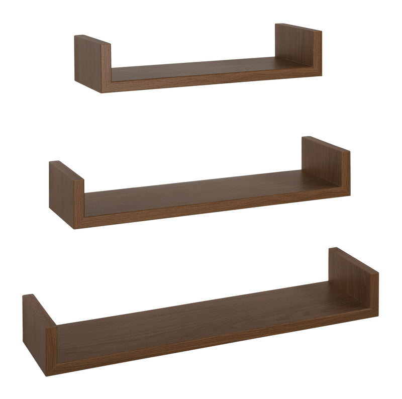 Set 3 Mensole da Parete 60-50-40x15,5x8 cm in Fibra di Legno Calamita Rovere Tabacco-1