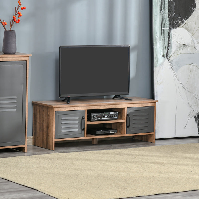 Mobile TV 109x35x38 cm 2 Ante in Metallo 2 Ripiani Marrone-9