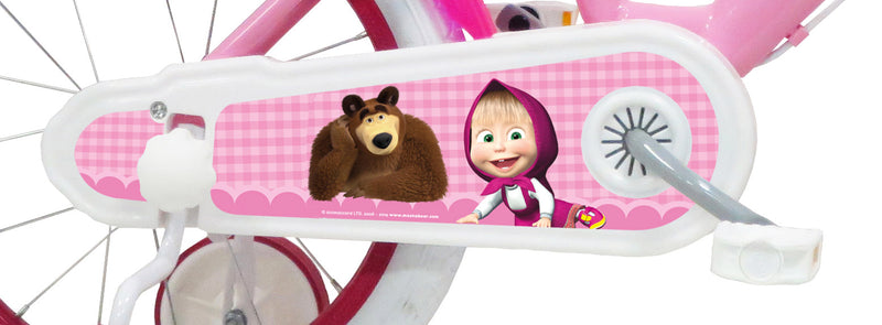 Bicicletta per Bambina 16" 2 Freni  Masha e Orso Rosa-6