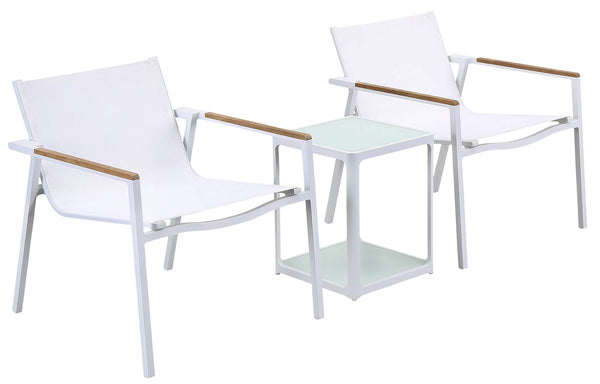 prezzo Set aus Couchtisch und 2 Gartenstühlen in Kraus Raffaello Weißaluminium