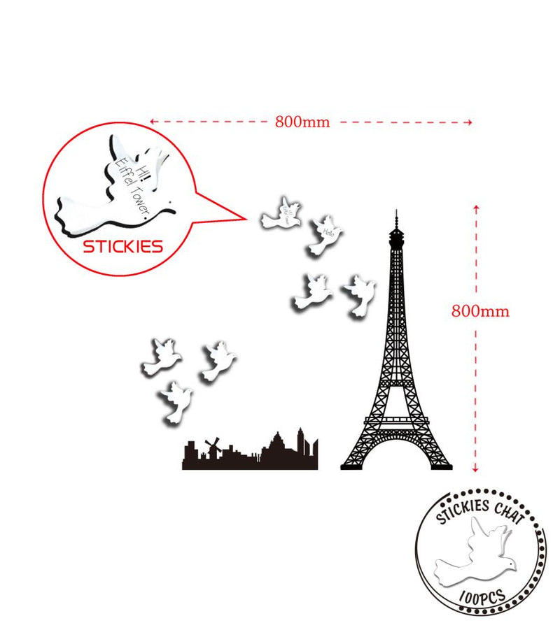 Sticker da Muro Eiffel con Post-It 80x80 cm Plastica-2