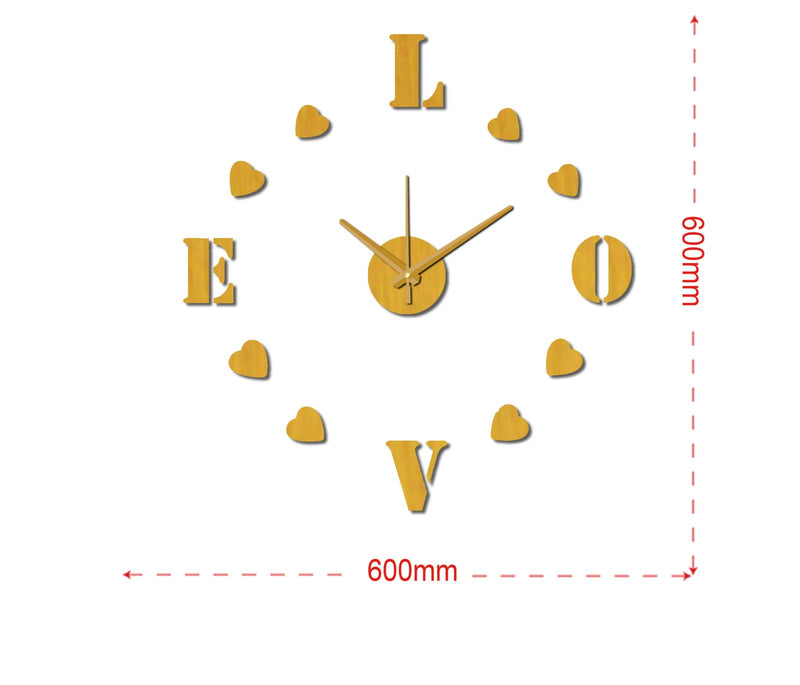 Sticker da Muro Orologio Love 60x60 cm Plastica-2