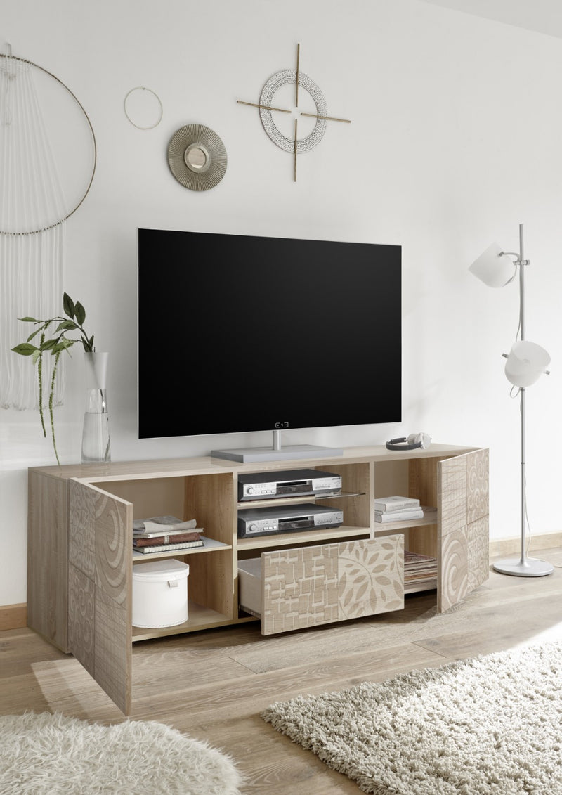 Mobile Porta TV 2 Ante 180x42x57 cm in Legno TFT Blossom Rovere Samoa-3