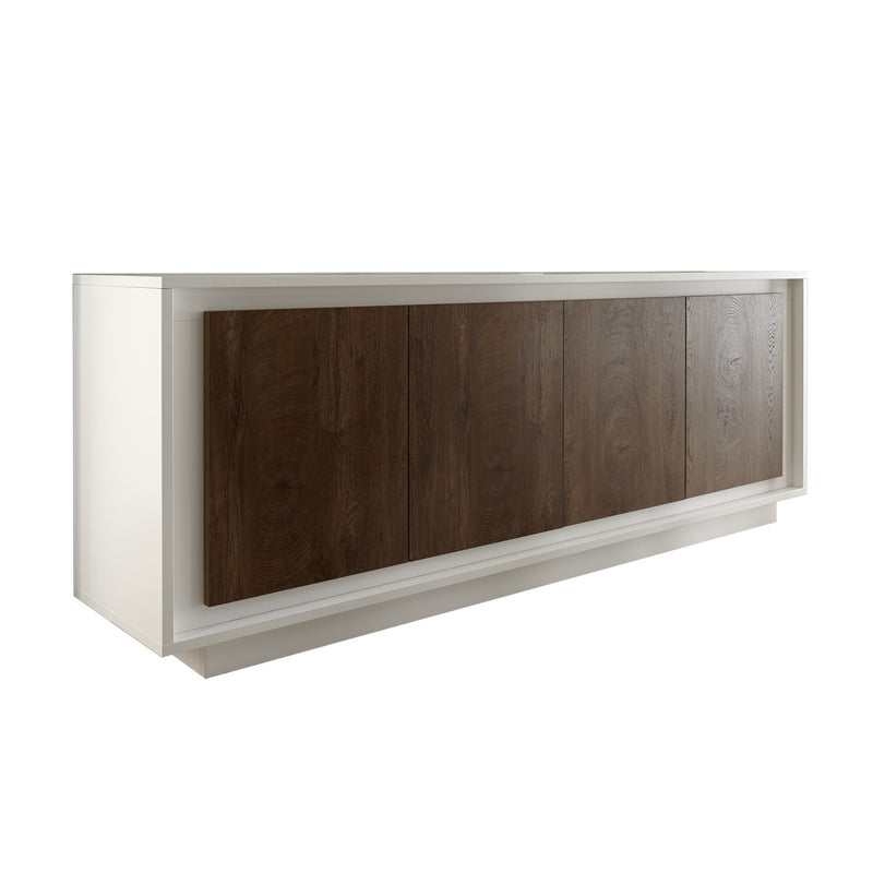 Mobile Buffet 4 Ante 207x50x80 cm in Legno TFT Frame Bianco e Rovere-1