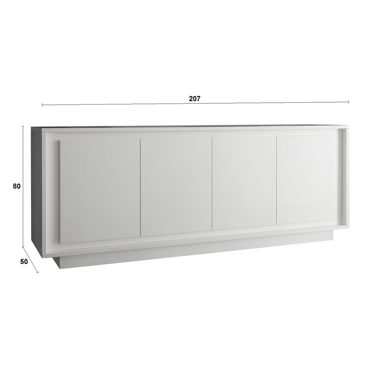 Mobile Buffet 4 Ante 207x50x80 cm in Legno TFT Frame Bianco e Rovere-5