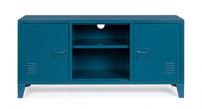 Mobile TV con 2 Ante 40x120,5x58,5 cm Cambridge in Acciaio Blu-2