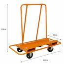 Trolley per Trasporto Cartongesso Pannelli Compensato e MDF Max 1000kg con Ruote in Acciaio Arancione-3