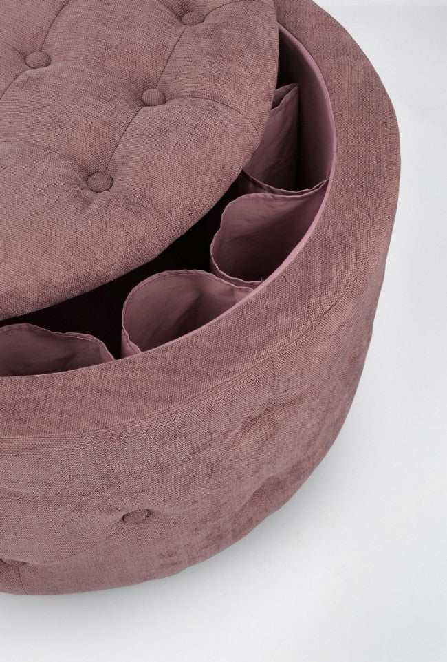 Pouf Contenitore Porta Scarpe Ø 70x40 cm Ernestine in Tessuto-2