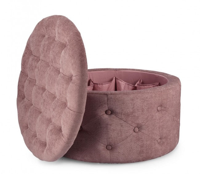 Pouf Contenitore Porta Scarpe Ø 70x40 cm Ernestine in Tessuto-3