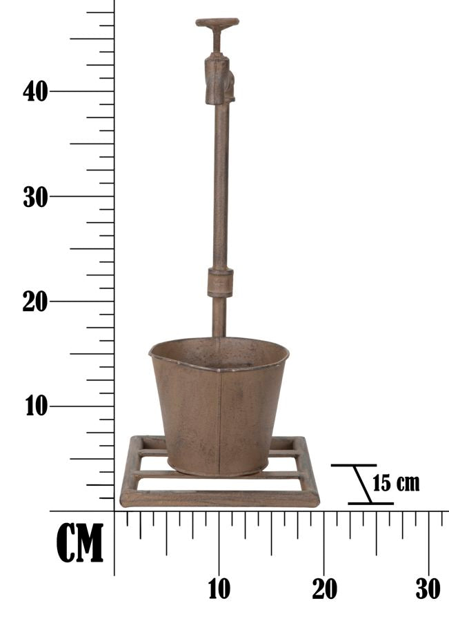 Vasetto Industry Singolo 19x15x48 cm in Ferro Marrone-10