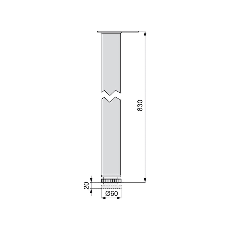 Kit 4 Gambe per Tavolo Regolabili Ø6x83/85 cm in Acciao Emuca Grigio Metallizzato-3