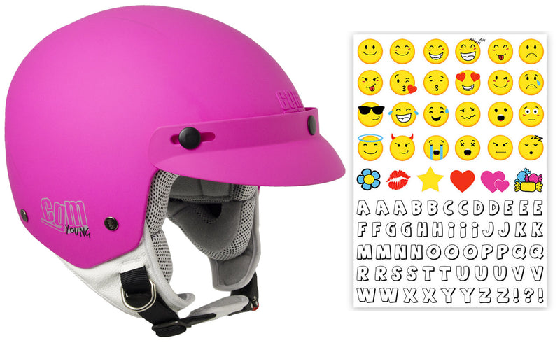 Casco Demi-Jet per Bambini con Frontino CGM Cuba Smile 204S Fucsia Opaco -1