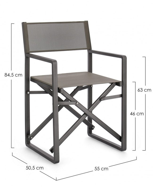 Set 2 Sedie Regista da Giardino 55x50,5x84,5h cm Konnor Antracite -3