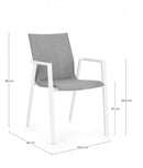 Set 4 Sedie da Giardino 55,5x60x83h cm con Braccioli Odeon Bianco Grigio-3