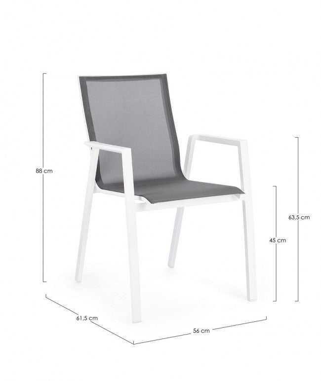 Set 4 Sedie da Giardino 56x61,5x88h cm con Braccioli Krion Bianco-3