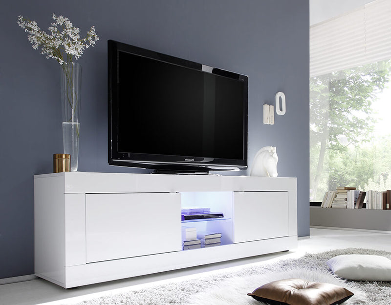 Mobile TV 2 Porte 1 Nicchia 181x43x56cm TFT  Basic Bianco Lucido-1