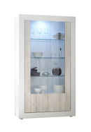 Mobile Vetrina 2 Ante 110x42x191 cm in Legno TFT Lipari Bianco e Pino-1