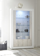 Mobile Vetrina 2 Ante 110x42x191 cm in Legno TFT Lipari Bianco e Pino-2