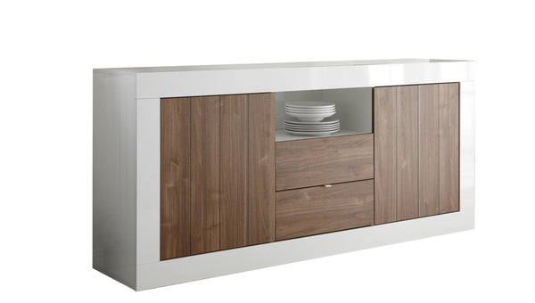 acquista Buffetschrank 2 Türen 2 Schubladen 184 x 42 x 86 cm in Lipari Weiß TFT Holz und Nussbaum