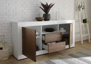 Mobile Buffet 2 Ante 2 Cassetti 184x42x86 cm in Legno TFT Lipari Bianco e Noce-3