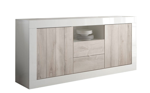 online Buffetschrank 2 Türen 2 Schubladen 184 x 42 x 86 cm in Lipari Weiß TFT Holz und Kiefer