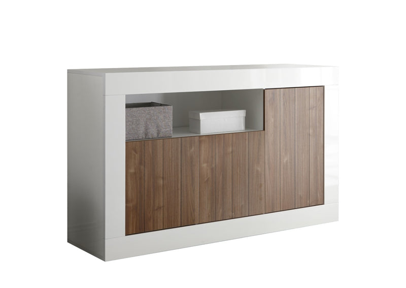 Mobile Buffet 3 Ante 138x42x86 cm in Legno TFT Lipari Bianco e Noce-1