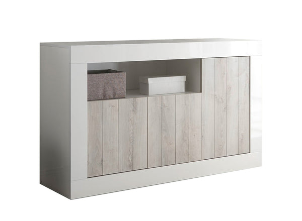 online Buffetschrank 3 Türen 138x42x86 cm in Lipari Weiß TFT Holz und Kiefer