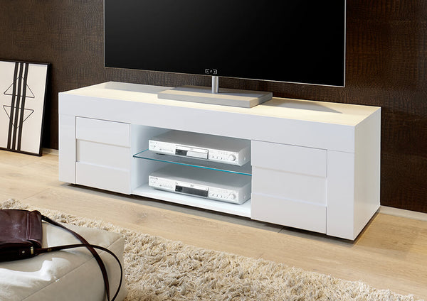 acquista TV-Schrank 2 Türen 2 Nischen mit Regal 138 x 42 x 44 cm TFT Build Glossy White