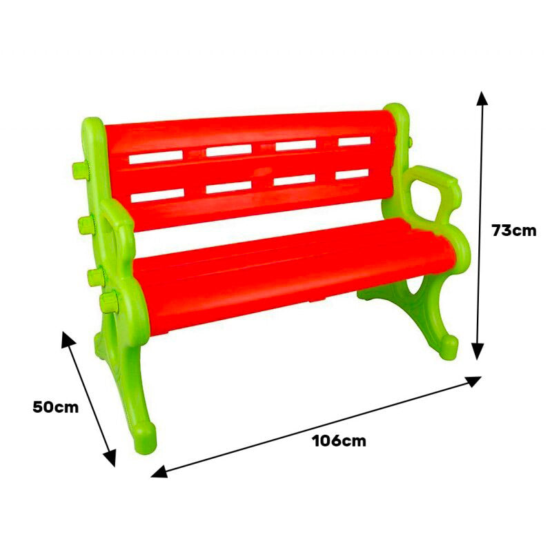 Panchina 3 Posti per Bambini 50x106x73 cm in Plastica Rossa e Verde-3