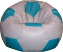 Poltrona a Sacco Pouf Ø100 cm in Similpelle Baselli Pallone da Calcio Grigio e Turchese-1