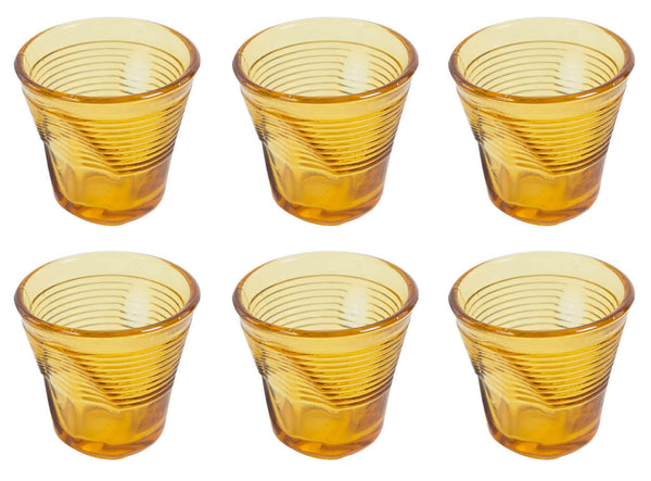 Set 6 zerknitterte Espressotassen Ø6,5 cm aus Pressglas Honey Kaleidos online