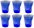 Set 6 Bicchieri Accartocciati 36 cl Ø9 cm in Vetro Pressato Kaleidos Blu-1