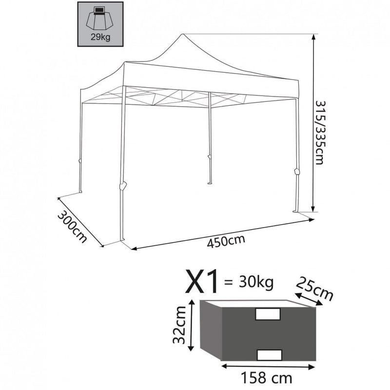 Gazebo Pantheon 3x4,5 m in Alluminio Bianco-10