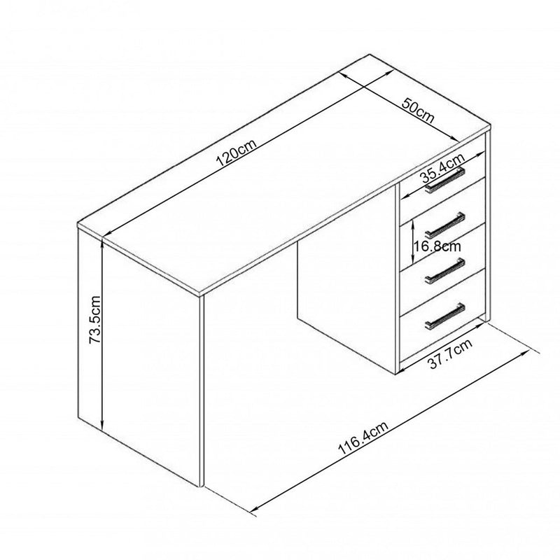 Scrivania Porta Pc Topaz Quercia Chiaro 120x50x74 h cm in Truciolare bilaminato Marrone-3