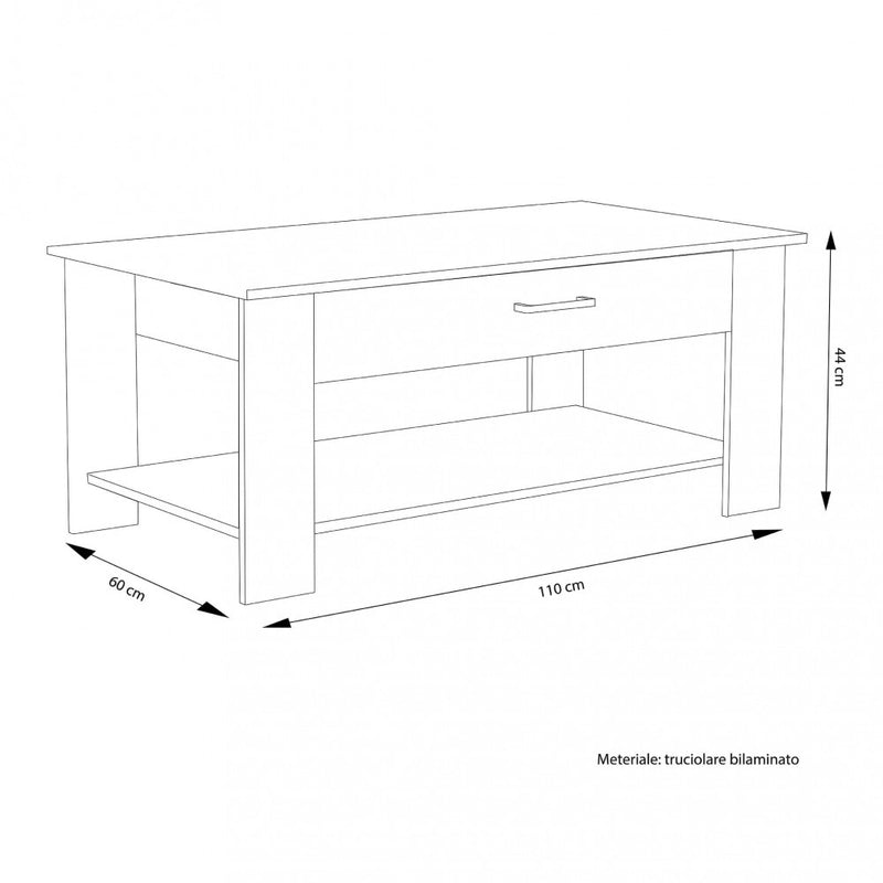 Tavolino Salotto Myrto 110x60x44 h cm in Truciolare bilaminato Pino Chiaro-4