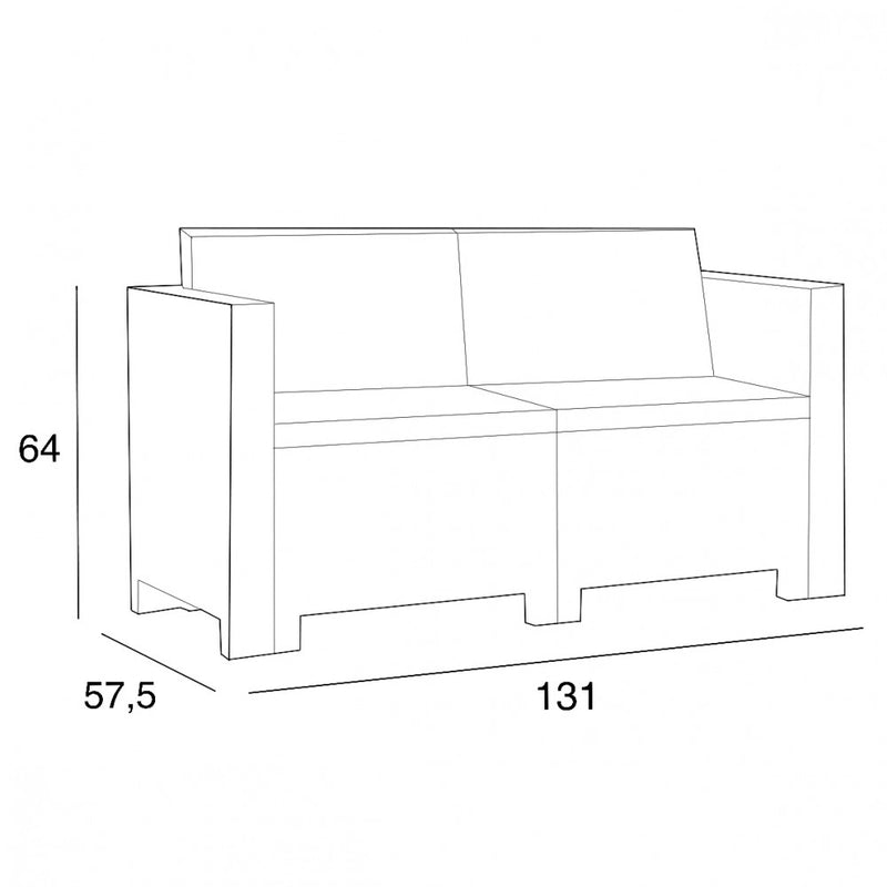 Set Salotto da Giardino Divano 2 Poltrone e Tavolino con Cuscini in Plastica Bianco-5