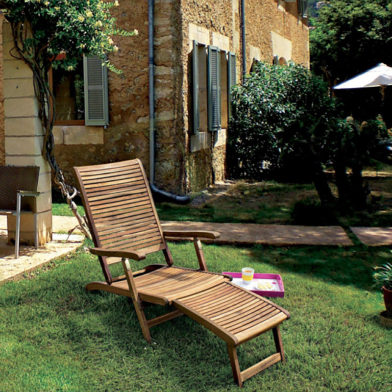 Lettino Prendisole da Giardino 59x140x90 h cm in Legno Marrone-2