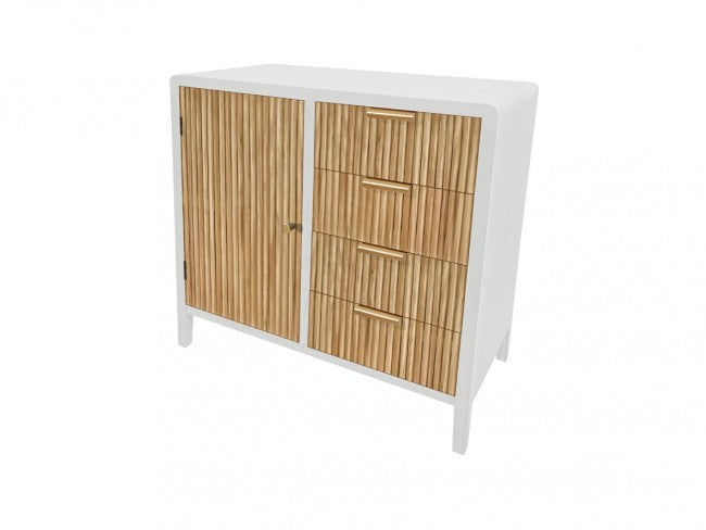 Credenza 1 Anta 4 Cassetti 80x40x82 cm Charley in Legno Bianco-1