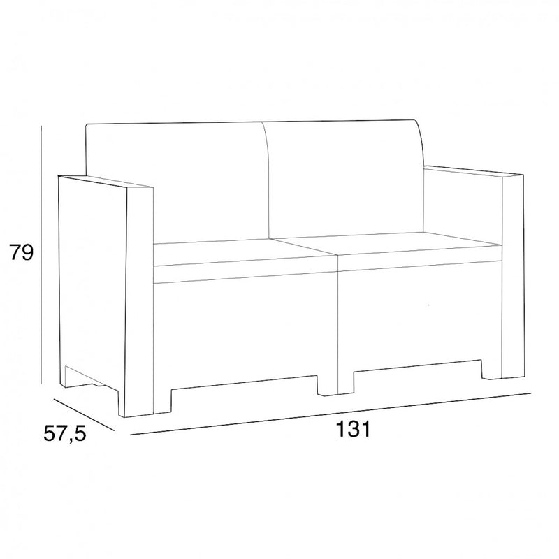 Set Salotto da Giardino Divano 2 Poltrone e Tavolino con Cuscini in Plastica Bianco-5