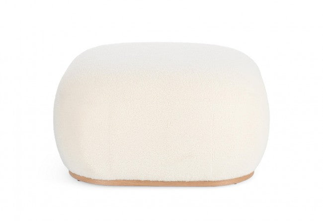 Pouf Ø 68,5x36 cm Cozy Japandi in Tessuto Bianco-2