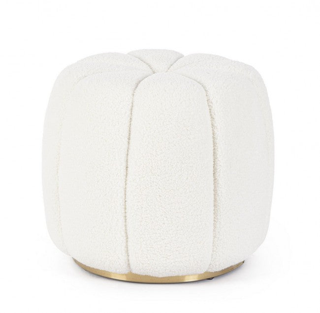 Pouf Ø 44x39 cm Florel in Tessuto Bianco-1