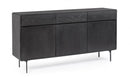 Credenza 3 Ante 3 Cassetti 160x40x85,5 cm Widald in Legno Nero-1