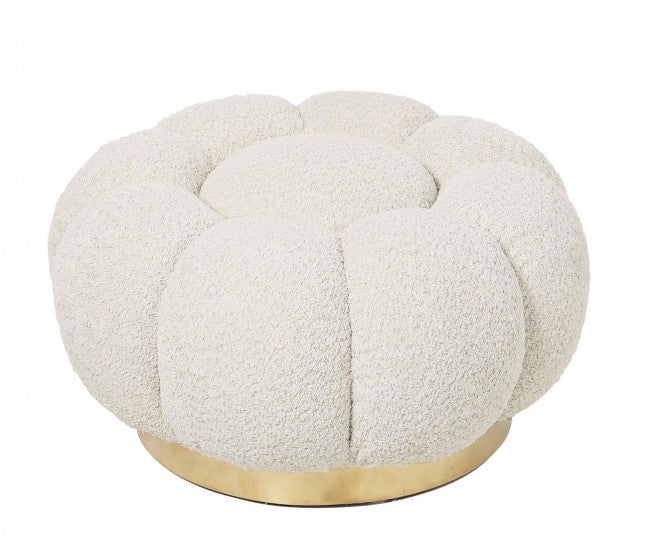 Pouf Ø 65x35 cm Florel in Bouclè Naturale-1